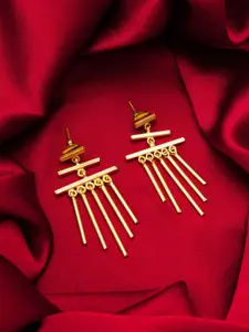 aadita Gold-Plated Contemporary Drop Earrings