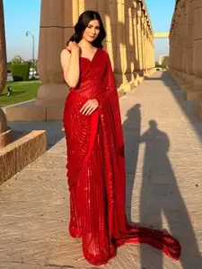 Sangria Embellished Saree With Blouse Piece