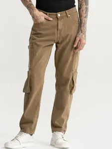 Snitch Men Brown Relaxed Fit Mildly Distressed Stretchable Jeans