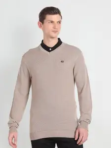 Arrow Sport Ribbed V-Neck Long Sleeves Pullover Sweater