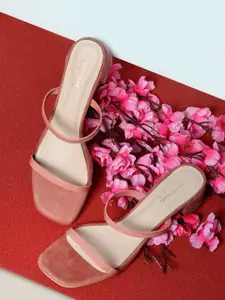 Tokyo Talkies Open Toe Double Straps Block Heels