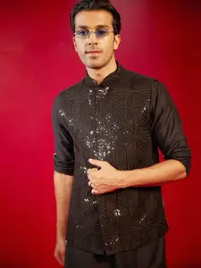 VASTRAMAY Embellished Mandarin Collar Nehru Jacket