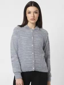 Van Heusen Woman Abstract Printed Cardigan Sweater With Fuzzy Detail