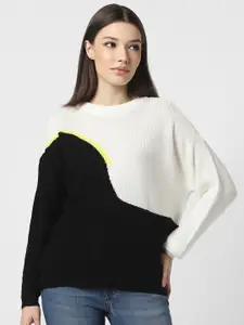 Van Heusen Woman Colourblocked Round Neck Acrylic Pullover Sweater