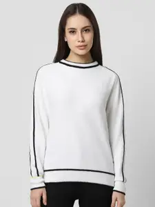 Van Heusen Woman Colourblocked Round Neck Pullover Sweater