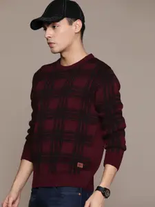 Roadster Men Checked Pullover