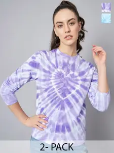 The Dry State Blue & Purple Pack Of 2 Tie and Dyed Cotton T-shirts