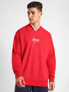 Reebok Embroidered Cl Var Ft Crew Mock Collar Pullover Sweatshirt