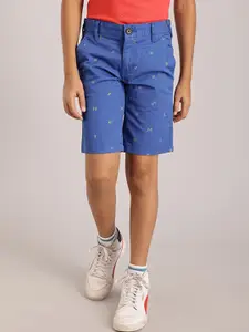 Indian Terrain Boys Geometric Printed Mid-Rise Pure Cotton Shorts