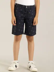 Indian Terrain Boys Graphic Printed Mid-Rise Pure Cotton Shorts