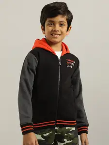 Indian Terrain Boys Hooded Sports Front Open Sweatshirt