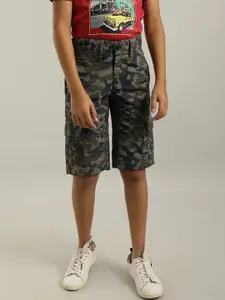 Indian Terrain Boys Camouflage Printed Pure Cotton Cargo Shorts