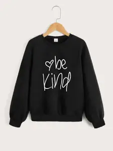 StyleCast Girls Black Typography Printed Pullover