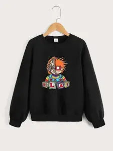 StyleCast Girls Black Trippy Chucky Printed Sweatshirt
