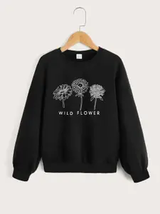 StyleCast Girls Black Graphic Printed Sweatshirt