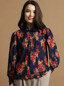 Allen Solly Woman Allen Solly Floral Printed High Neck Cuffed Sleeves Top