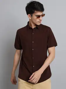 WEARDUDS Men Coffee Brown Premium Slim Fit Casual Shirt