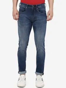JADE BLUE Men Slim Fit Light Fade Mildly Distressed Whiskers & Chevrons Cotton Jeans