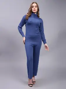 Albion High Neck Cotton Woollen Top With Trousers