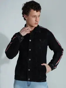 High Star Spread Collar Long Sleeves Cotton Denim Jacket