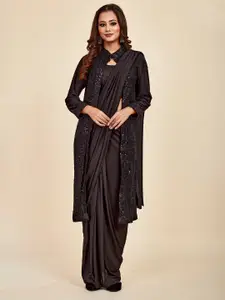MAHALASA Black Embellished Embroidered Ready to Wear Saree
