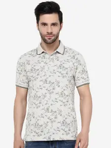 Greenfibre Floral Printed Polo Collar Slim Fit T-shirt
