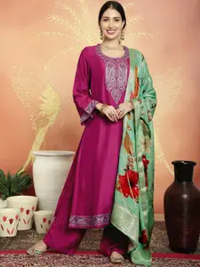 Stylee LIFESTYLE Paisley Embroidered Sequinned Unstitched Dress Material