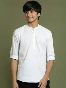 VASTRAMAY Boys Band Collar Roll-Up Sleeves Kurta