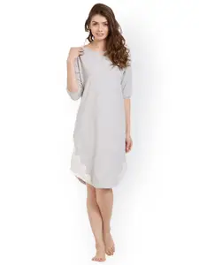 Soie Grey Self-Design Nightdress