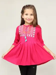 BAESD Girls Floral Embroidered A-Line Kurtis