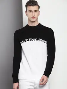 Calvin Klein Jeans Colourblocked Long Sleeves Cotton Pullover Sweater