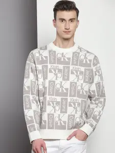 Calvin Klein Jeans Brand Logo Printed Long Sleeves Wool Pullover Sweater