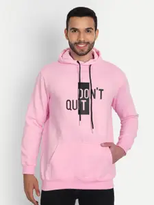 ABSOLUTE DEFENSE Men Pink Printed Hooded Sweatshirt
