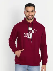 ABSOLUTE DEFENSE Men Maroon Printed Hooded Sweatshirt
