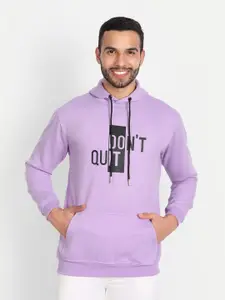ABSOLUTE DEFENSE Men Lavender Printed Hooded Sweatshirt