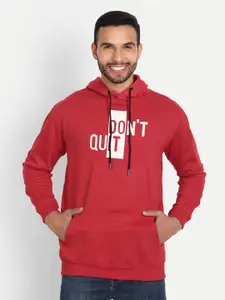 ABSOLUTE DEFENSE Men Red Printed Hooded Sweatshirt