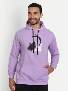 ABSOLUTE DEFENSE Men Lavender Printed Hooded Sweatshirt
