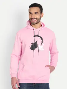 ABSOLUTE DEFENSE Men Pink Printed Hooded Sweatshirt