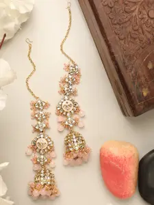 ANIKAS CREATION Peach-Coloured Jhumkas Earrings