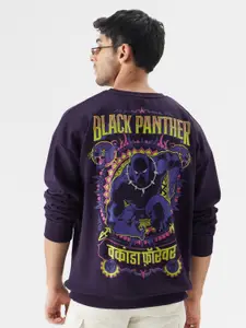 The Souled Store Men Purple Printed Sweatshirt