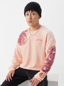 The Souled Store Men Pink Printed Sweatshirt