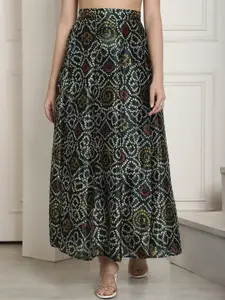 NEUDIS Bandhani Printed Flared Maxi Skirt