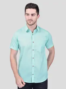 PRINTCULTR Classic Spread Collar Short Sleeves Cotton Linen Casual Shirt