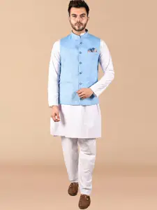 PRINTCULTR Mandarin Collar Pure Cotton Regular Kurta with Trousers & Nehru Jacket