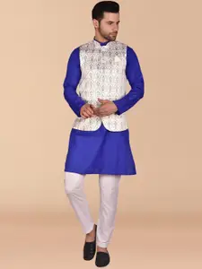 PRINTCULTR Straight Pure Cotton Kurta With Trouser & Nehru Jacket