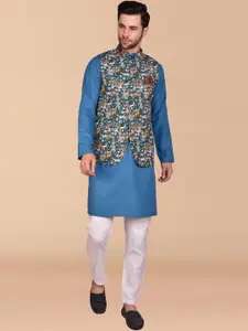 PRINTCULTR Regular Pure Cotton Kurta with Trousers & Nehru jacket