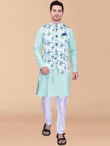 PRINTCULTR Pure Silk Kurta & Trousers With Nehru jacket