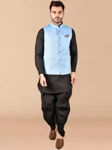 PRINTCULTR Mandarin Collar Pure Silk Kurta with Harem Pants & Nehru Jacket