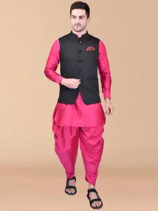 PRINTCULTR Mandarin Collar Regular Pure Silk Kurta With Harem Pants & Nehru jacket