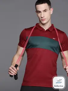 HRX by Hrithik Roshan Men Striped Polo Collar Slim Fit T-shirt wtih Reflective Detail